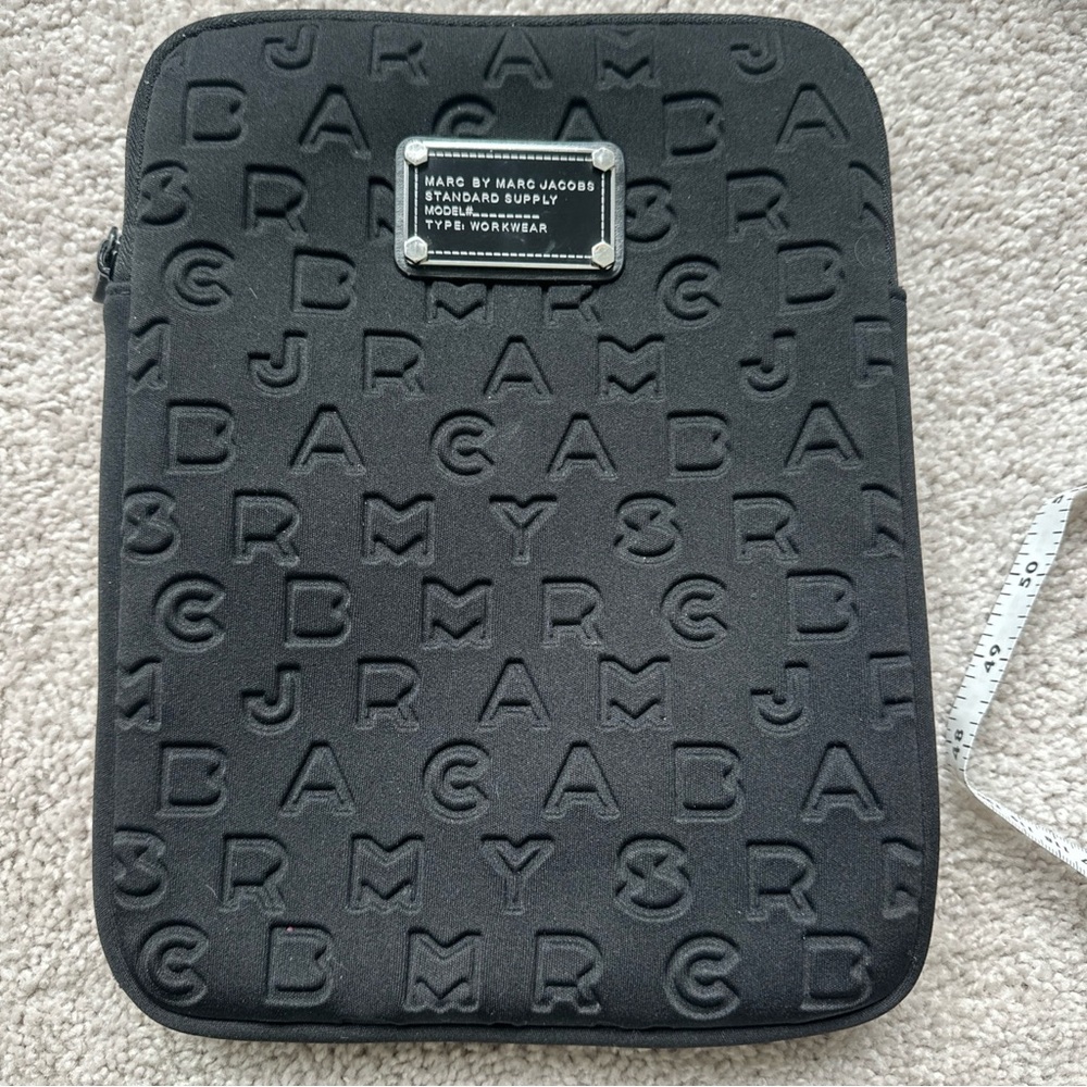 Marc by Marc Jacobs Monogram Tablet ipad Black Sleeve/Case 10.5" X 8" plush